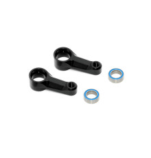 X4 ALU DUAL STEERING ARM BLACK + BALL-BEARINGS (2) - XRAY - 302517-K