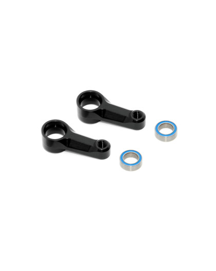 X4 ALU DUAL STEERING ARM BLACK + BALL-BEARINGS (2) - XRAY - 302517-K