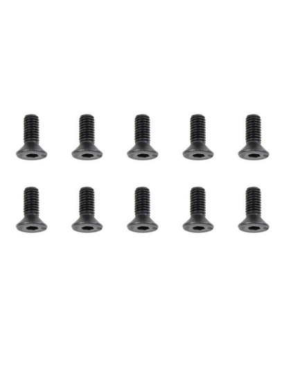 TEAM CORALLY - STEEL SCREWS M3 X 8MM - HEX FLAT HEAD - 10 PC - C-3005