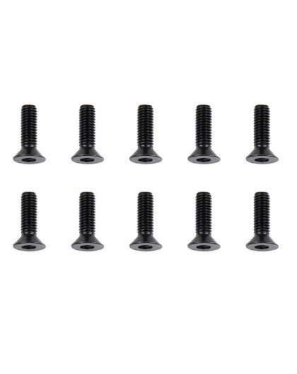 TEAM CORALLY - STEEL SCREWS M3 X 10MM - HEX FLAT HEAD - 10 P - C-3005