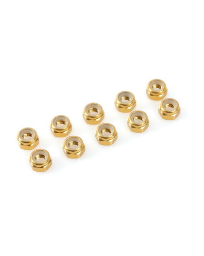 TEAM CORALLY - ALUMINIUM NYLST OP NUT - M2 - GOLD - 10 PCS - C-31010 