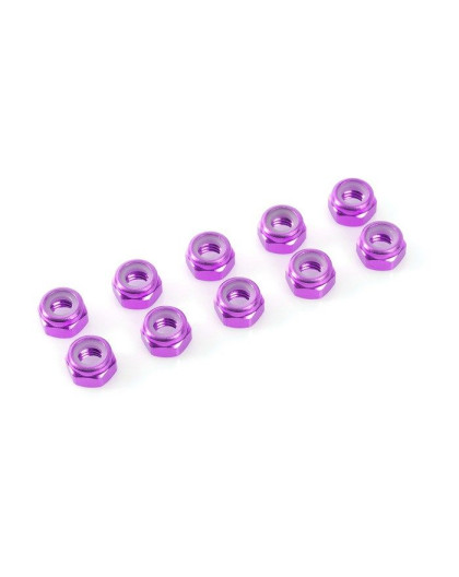 TEAM CORALLY - ALUMINIUM NYLST OP NUT - M2 - PURPLE - 10 PCS - C-3101