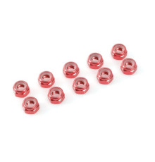 TEAM CORALLY - ALUMINIUM NYLST OP NUT - M2 - RED - 10 PCS - C-31015 -