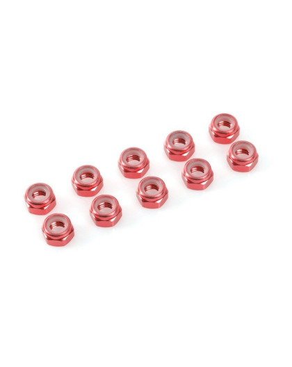 TEAM CORALLY - ALUMINIUM NYLST OP NUT - M2 - RED - 10 PCS - C-31015 -