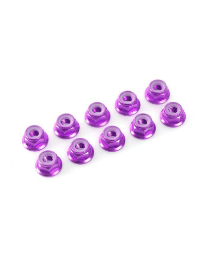 TEAM CORALLY - ALUMINIUM NYLST OP NUT - M3 - FLANGED - PURPLE - C-311