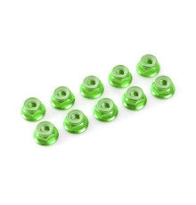 TEAM CORALLY - ALUMINIUM NYLST OP NUT - M5 - FLANGED - GREEN - C-3114