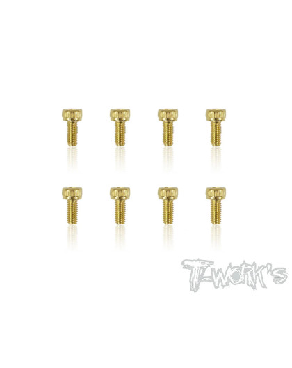 2.5mmx6mm Gold Steel Hex. CHC Screws (8pcs) - T-WORKS - GSS-2506H