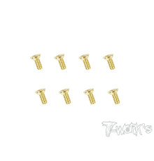 2.5mmx6mm Gold Steel FHC Screws (8pcs) - T-WORKS - GSS-2506C