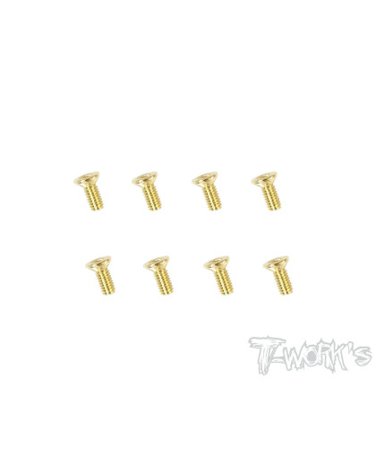 2.5mmx6mm Gold Steel FHC Screws (8pcs) - T-WORKS - GSS-2506C