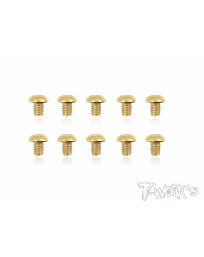 3mmx4mm Gold Button Head Screws (10pcs) - T-WORKS - GSS-304B