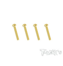 2.5mmx18mm Gold Steel Button Head Screws (4pcs) - T-WORKS - GSS-2518B