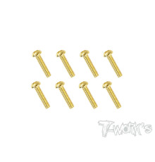 2.5mmx10mm Gold Steel Button Head Screws (8pcs) - T-WORKS - GSS-2510B