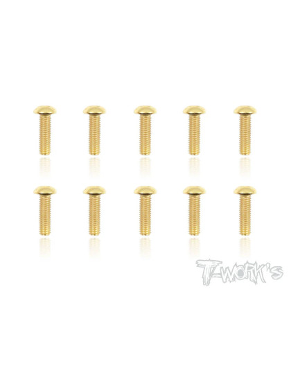 3mmx10mm Gold Button Head Screws (10pcs) - T-WORKS - GSS-310B