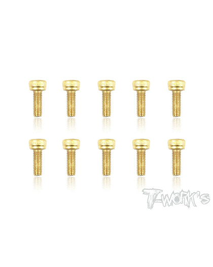 3mmx8mm Gold Hex. CHC Screws (10pcs) - T-WORKS - GSS-308H