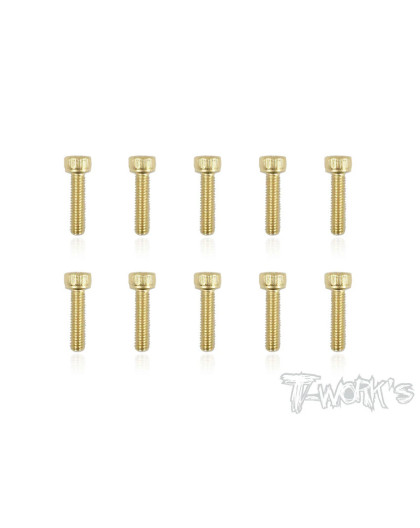 3mmx12mm Gold Hex. CHC Screws (10pcs) - T-WORKS - GSS-312H