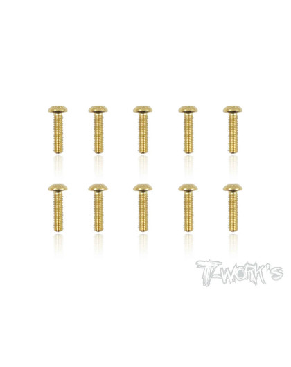 3mmx12mm Gold Button Head Screws (10pcs) - T-WORKS - GSS-312B