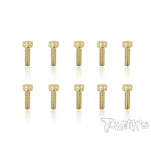 3mmx10mm Gold Hex. FHC Screws (10pcs) - T-WORKS - GSS-310H