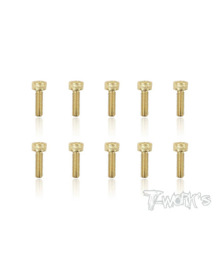 3mmx10mm Gold Hex. FHC Screws (10pcs) - T-WORKS - GSS-310H