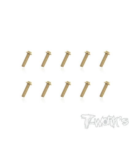 3mmx12mm Gold Steel UFO Screws (10pcs) - T-WORKS - GSS-312U