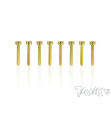 3mmx18mm Gold Hex. CHC Screws (8pcs) - T-WORKS - GSS-318H