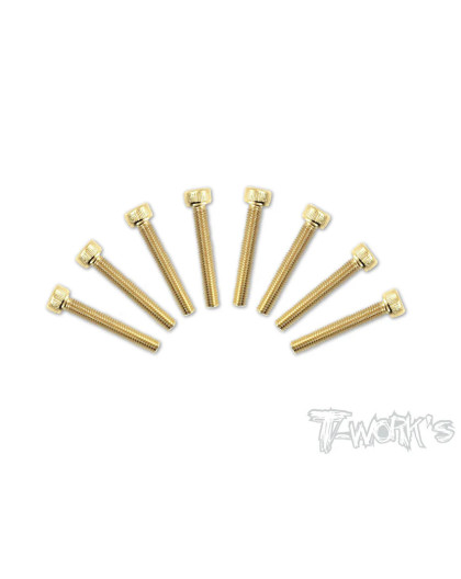 3mmx20mm Gold Hex. CHC Screws (8pcs) - T-WORKS - GSS-320H