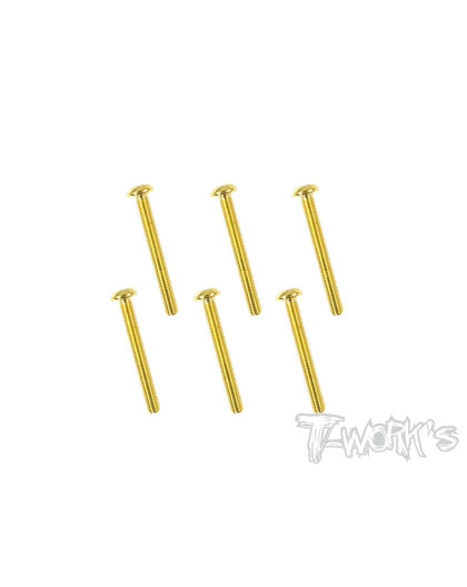 3mmx24mm Gold Button Head Screws (6pcs) - T-WORKS - GSS-324B