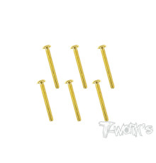 3mmx25mm Gold Steel Button Head Screws (6pcs) - T-WORKS - GSS-325B