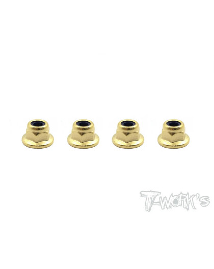 Écrous Nylstop Épaulés M3 GOLD Nitride (4) - T-WORKS - GSS-3FLN