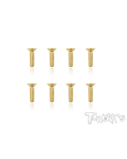 4mmx14mm Gold FHC Screws (8pcs) - T-WORKS - GSS-414C