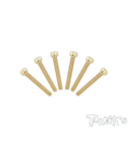 3mmx22mm Gold Hex. CHC Screws (6pcs) - T-WORKS - GSS-322h