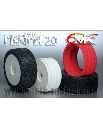 Pneus TT 1/8 Magma 2.0 + Jantes BL + Ins. - Inter (2) - 6MIK - TKU16I