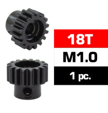 HSS STEEL M1.0 PINION GEAR 18T W/5.0mm BORE - ULTIMATE - UR4310-18