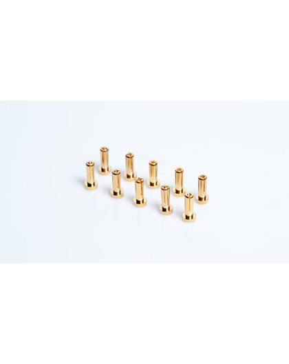 4mm Gold connectors - WorksTeam - 14mm length (10 pcs.) - LRP - 65950