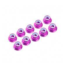 3MM. ALU. NYLON NUT W/FLANGED PINK (10pcs) - UR1503-PK - ULTIMATE