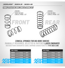 REAR BIG BORE CONICAL SPRING-SET L57.5MM - 4 DOTS (2) - XRAY - 368484