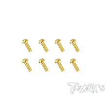 2.5mmx6mm Gold Steel Button Head Screws (8pcs) - T-WORKS - GSS-2506B