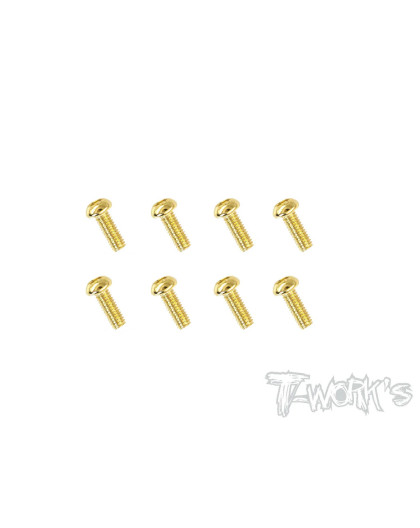 2.5mmx6mm Gold Steel Button Head Screws (8pcs) - T-WORKS - GSS-2506B