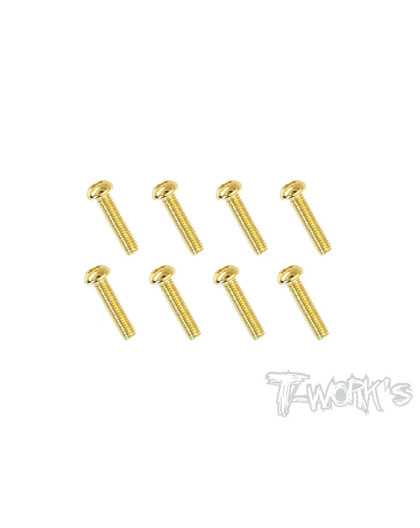 2.5mmx10mm Gold Steel Button Head Screws (8pcs) - T-WORKS - GSS-2510B