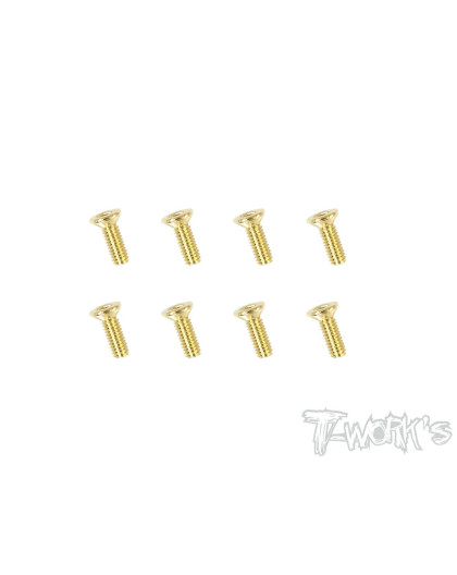 Screws GOLD FHC 2.5x8mm (8) - T-WORKS - GSS-2508C