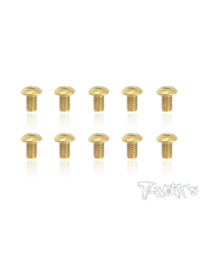 3mmx5mm Gold Button Head Screws (10pcs) - T-WORKS - GSS-305B