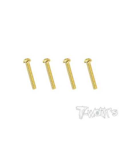 2.5mmx18mm Gold Steel Button Head Screws (4pcs) - T-WORKS - GSS-2518B