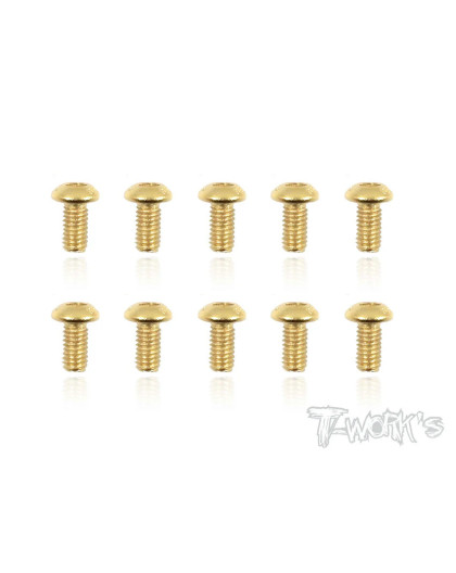 3mmx6mm Gold Button Head Screws (10pcs) - T-WORKS - GSS-306B