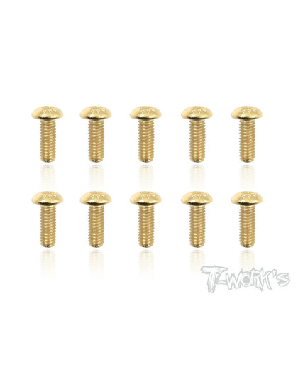 3mmx8mm Gold Button Head Screws (10pcs) - T-WORKS - GSS-308B