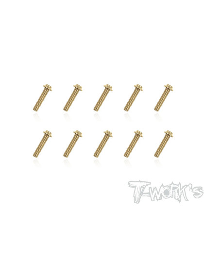 3mmx14mm Gold Steel UFO Screws (10pcs) - T-WORKS - GSS-314U