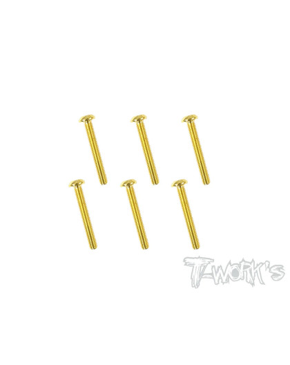 3mmx22mm Gold Button Head Screws (6pcs) - T-WORKS - GSS-322B