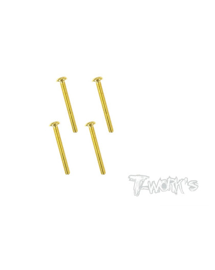 3mmx35mm Gold Button Head Screws (4pcs) - T-WORKS - GSS-335B