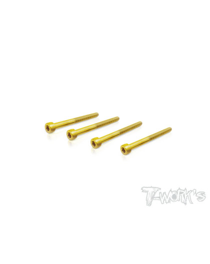 3mmx35mm Gold Steel Hex. CHC Screws (4pcs) - T-WORKS - GSS-335HH