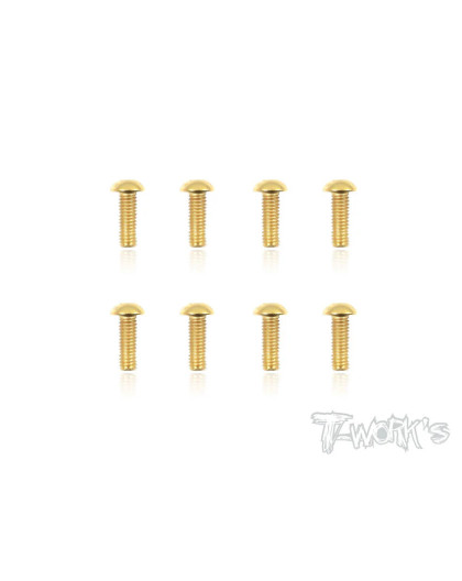 4mmx12mm Gold Button Head Screws (8pcs) - T-WORKS - GSS-412B