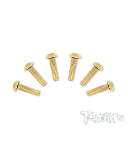 4mmx16mm Gold Button Head Screws (6pcs) - T-WORKS - GSS-416B