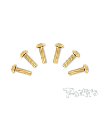 4mmx14mm Gold Button Head Screws (6pcs) - T-WORKS - GSS-414B